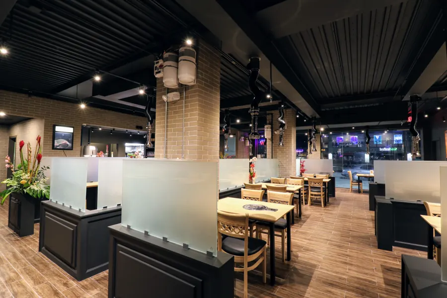 Tables with built-in grills